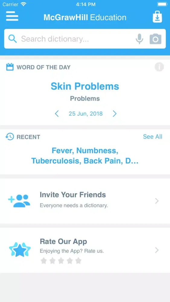 Tangkapan skrin Common Symptom Guide