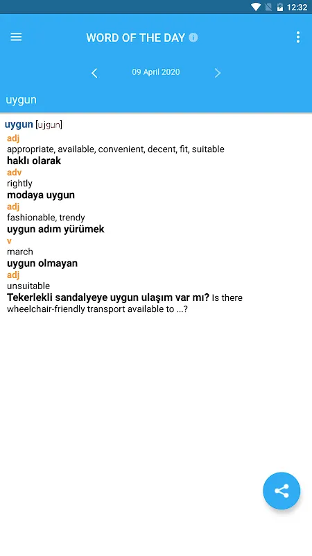 Captures d'écran de Collins Turkish Dictionary