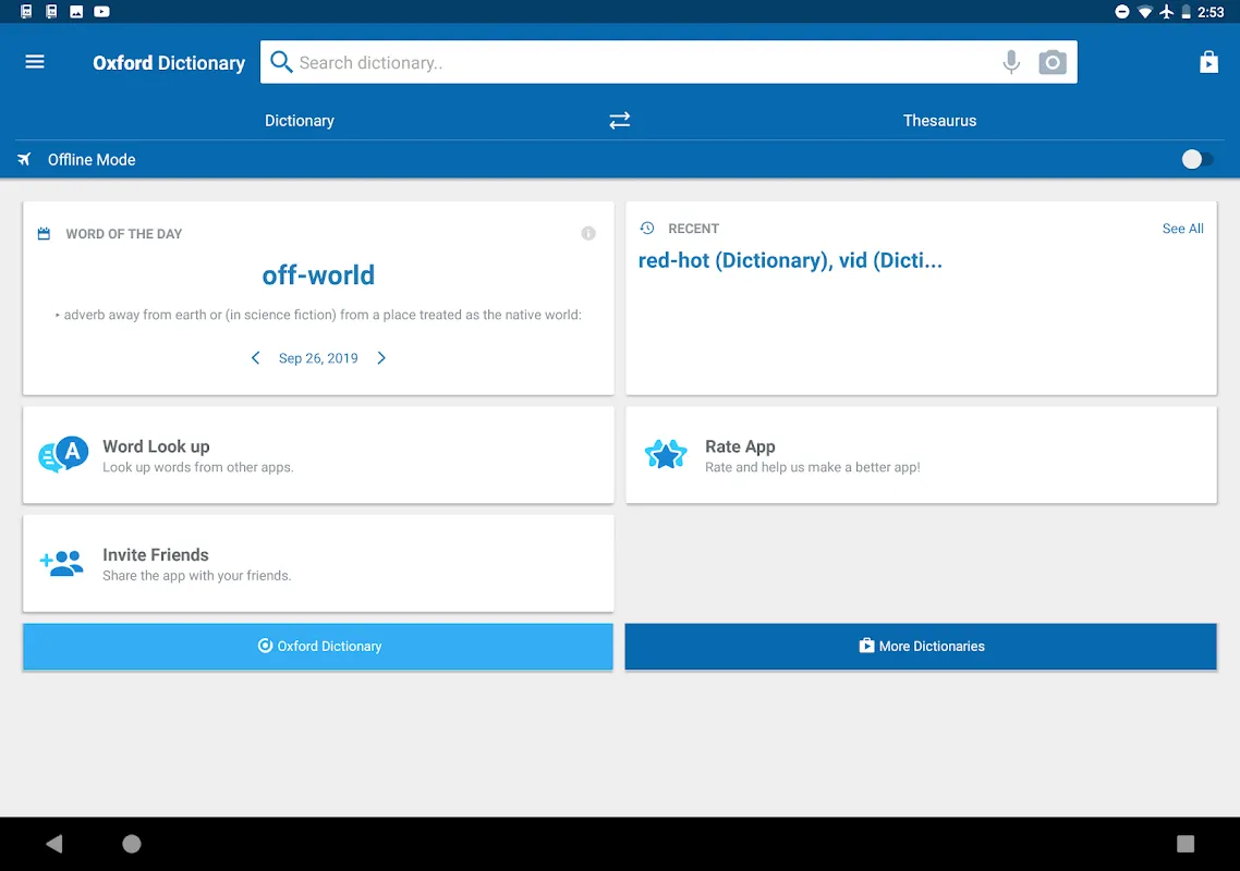 Oxford Dictionary of English & Concise Thesaurus Screenshots