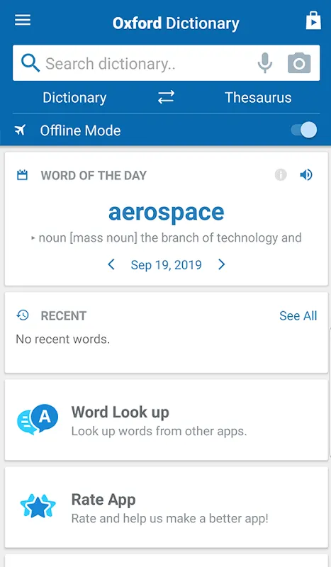 Oxford Dictionary of English & Concise Thesaurus Screenshots