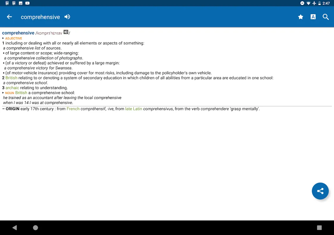 Oxford Dictionary of English & Concise Thesaurus Screenshots