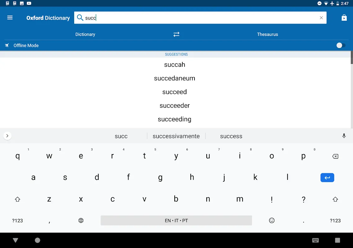 Oxford Dictionary of English & Concise Thesaurus Screenshots