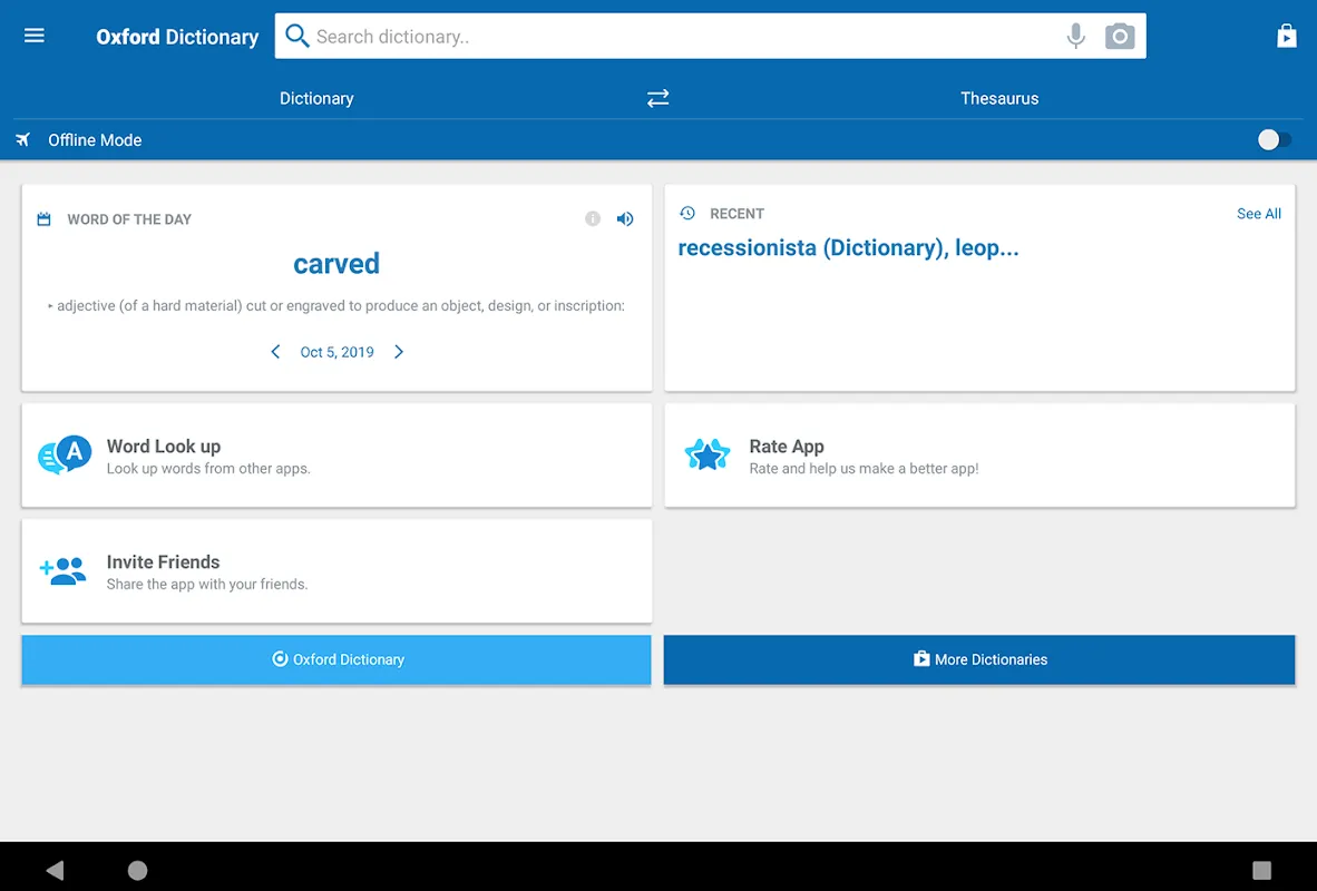 Oxford Dictionary of English & Concise Thesaurus Screenshots