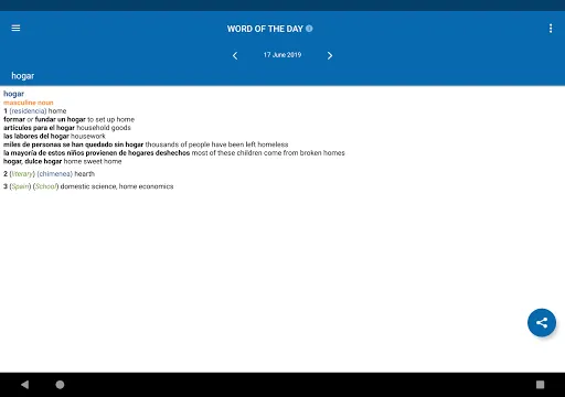 Tangkapan layar Oxford Spanish Dictionary