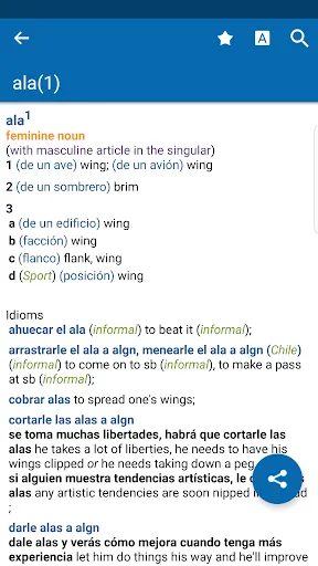 Tangkapan layar Oxford Spanish Dictionary