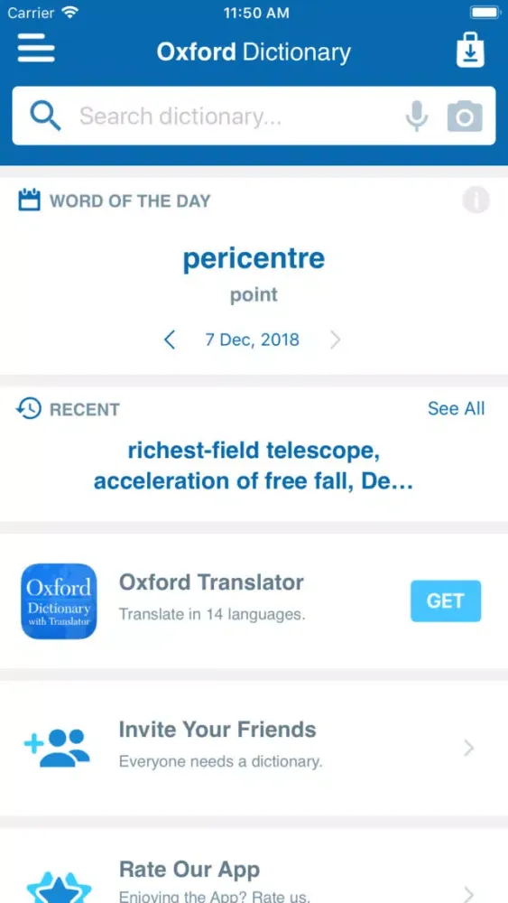 Captures d'écran de Oxford Dictionary of Astronomy