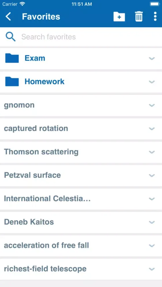 Captures d'écran de Oxford Dictionary of Astronomy