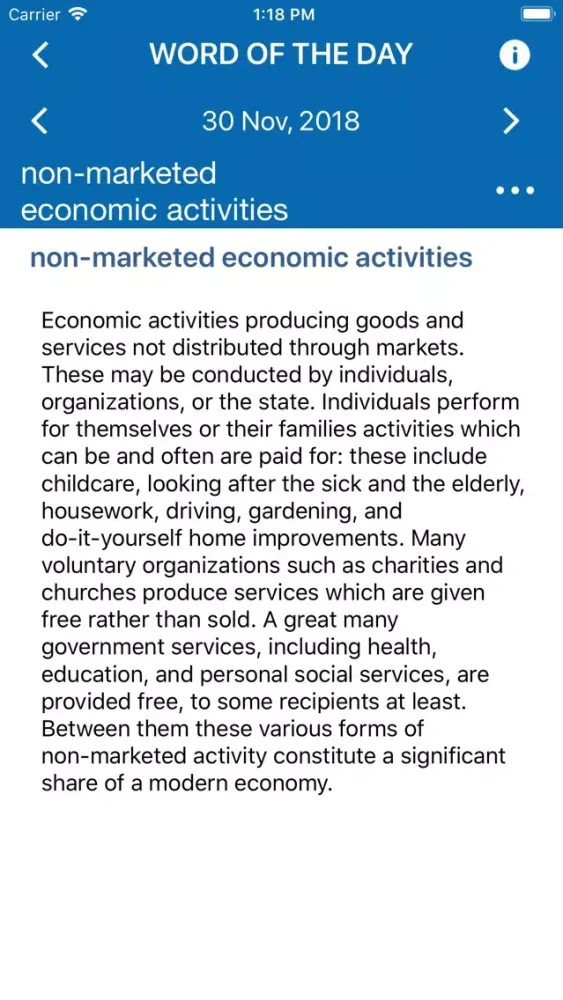 Capturas de tela do Oxford Dictionary of Economics