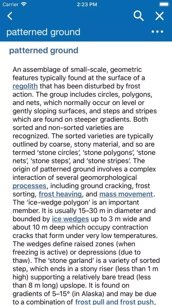 Captures d'écran de Oxford Dictionary of Geology