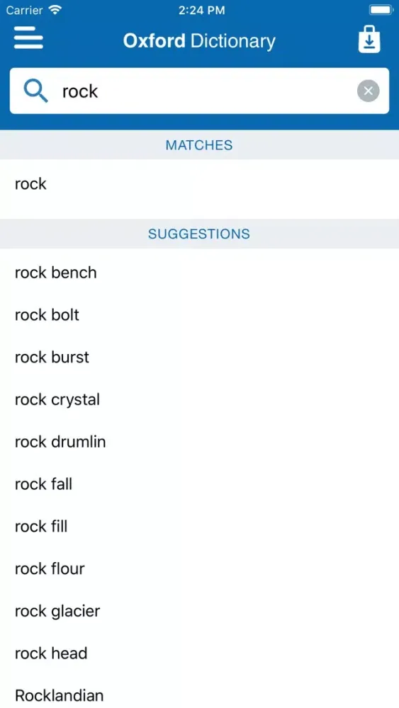 Captures d'écran de Oxford Dictionary of Geology