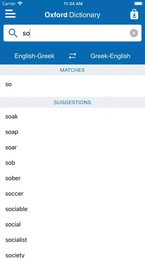 Oxford Greek Mini Dictionary Screenshots