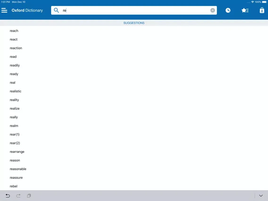 Tangkapan skrin Oxford Thesaurus for Schools iPad 