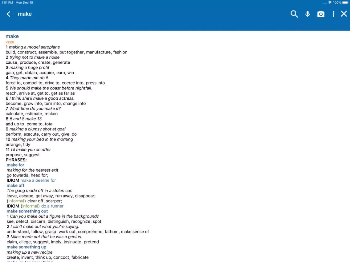 Tangkapan skrin Oxford Thesaurus for Schools iPad 