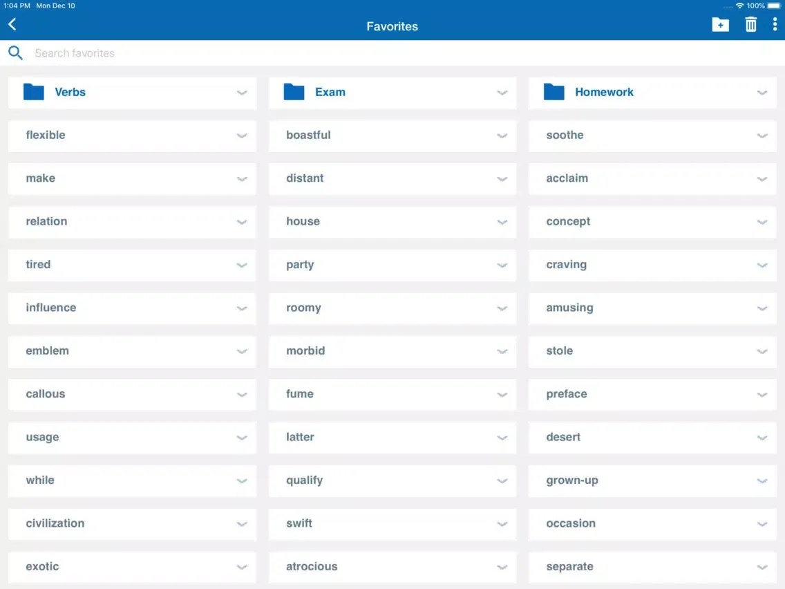Tangkapan skrin Oxford Thesaurus for Schools iPad 