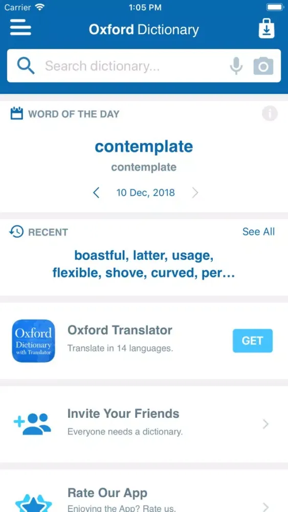 Tangkapan skrin Oxford Thesaurus for Schools