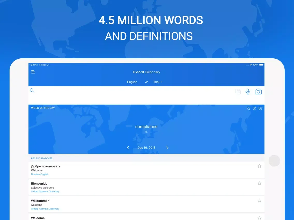 Ảnh chụp màn hình của Oxford Dictionary & Translator iPad 