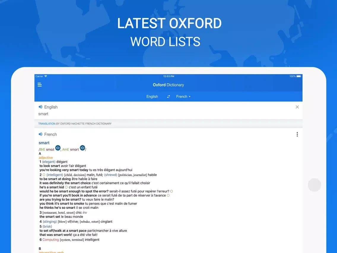 Ảnh chụp màn hình của Oxford Dictionary & Translator iPad 