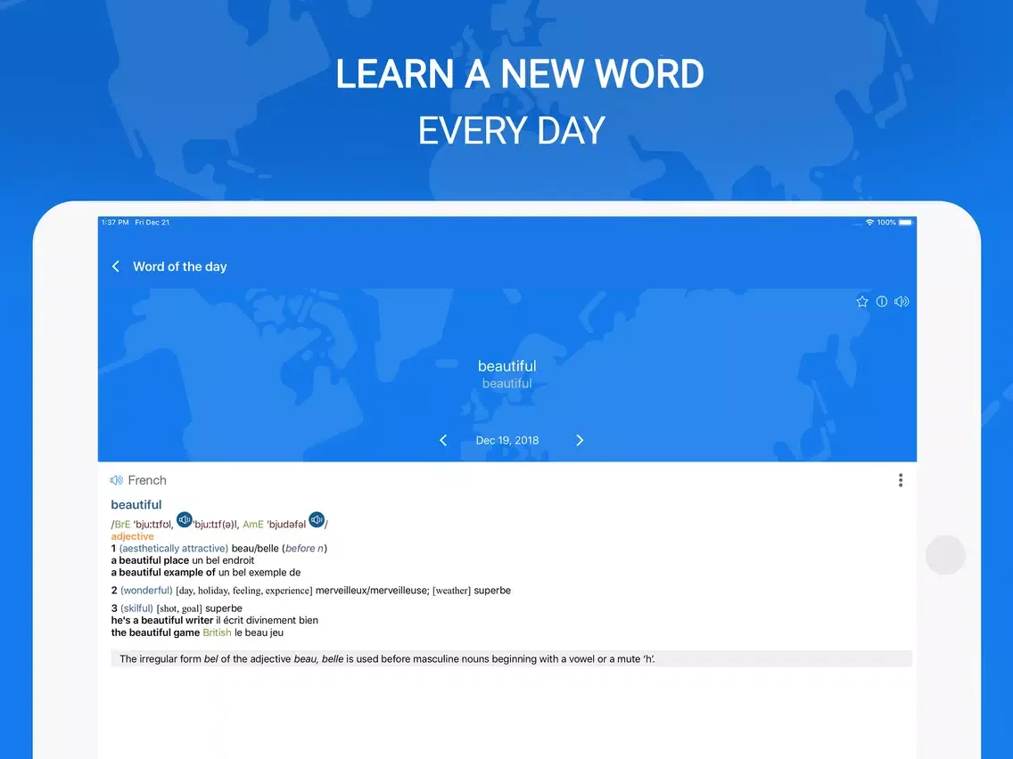Ảnh chụp màn hình của Oxford Dictionary & Translator iPad 