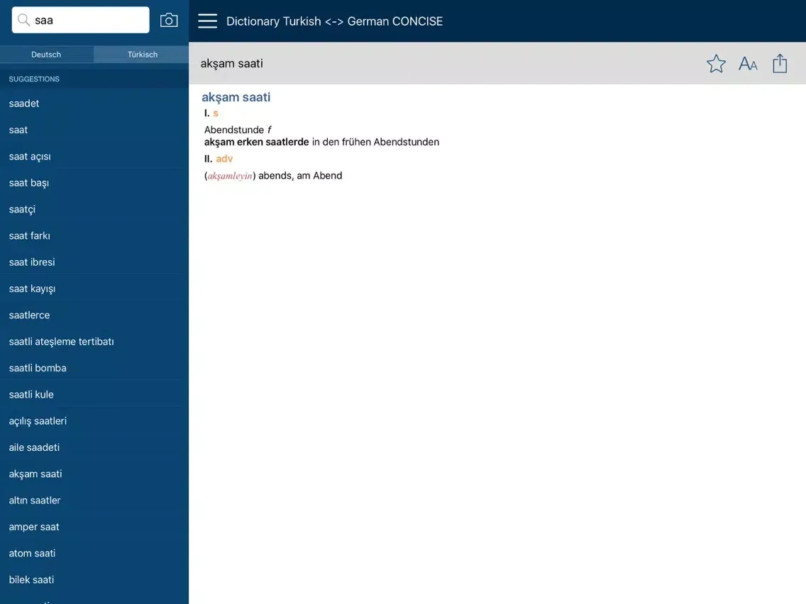 Deutsch <-> Türkisch KOMPAKT Wörterbuch iPad  Screenshots