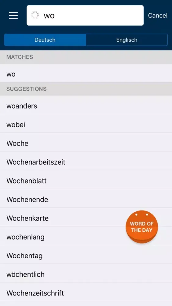 ภาพหน้าจอของ German <-> English CONCISE Dictionary