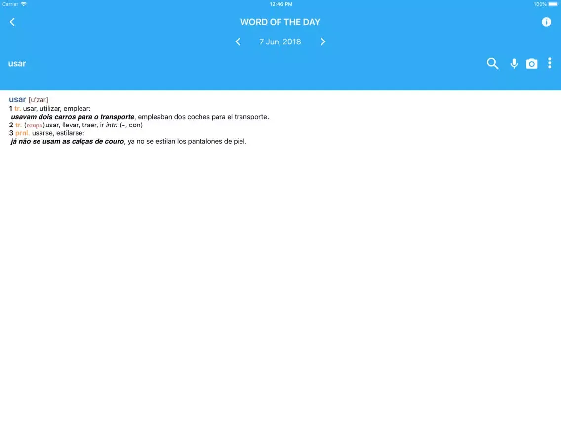 Capturas de tela do VOX Portuguese<>Spanish iPad 