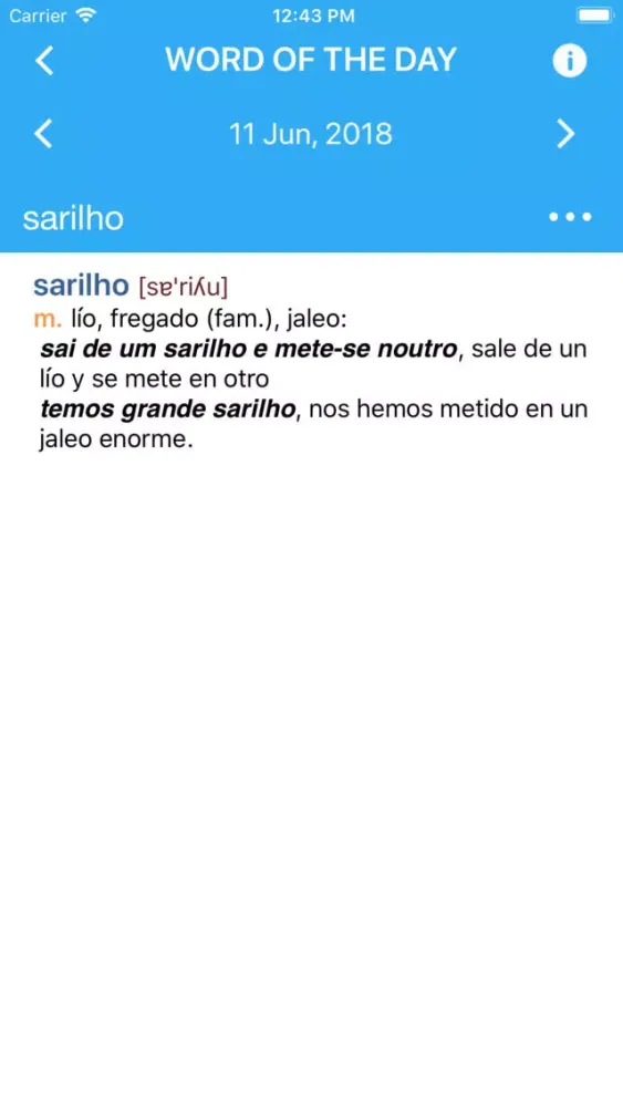 Capturas de tela do VOX Portuguese<>Spanish