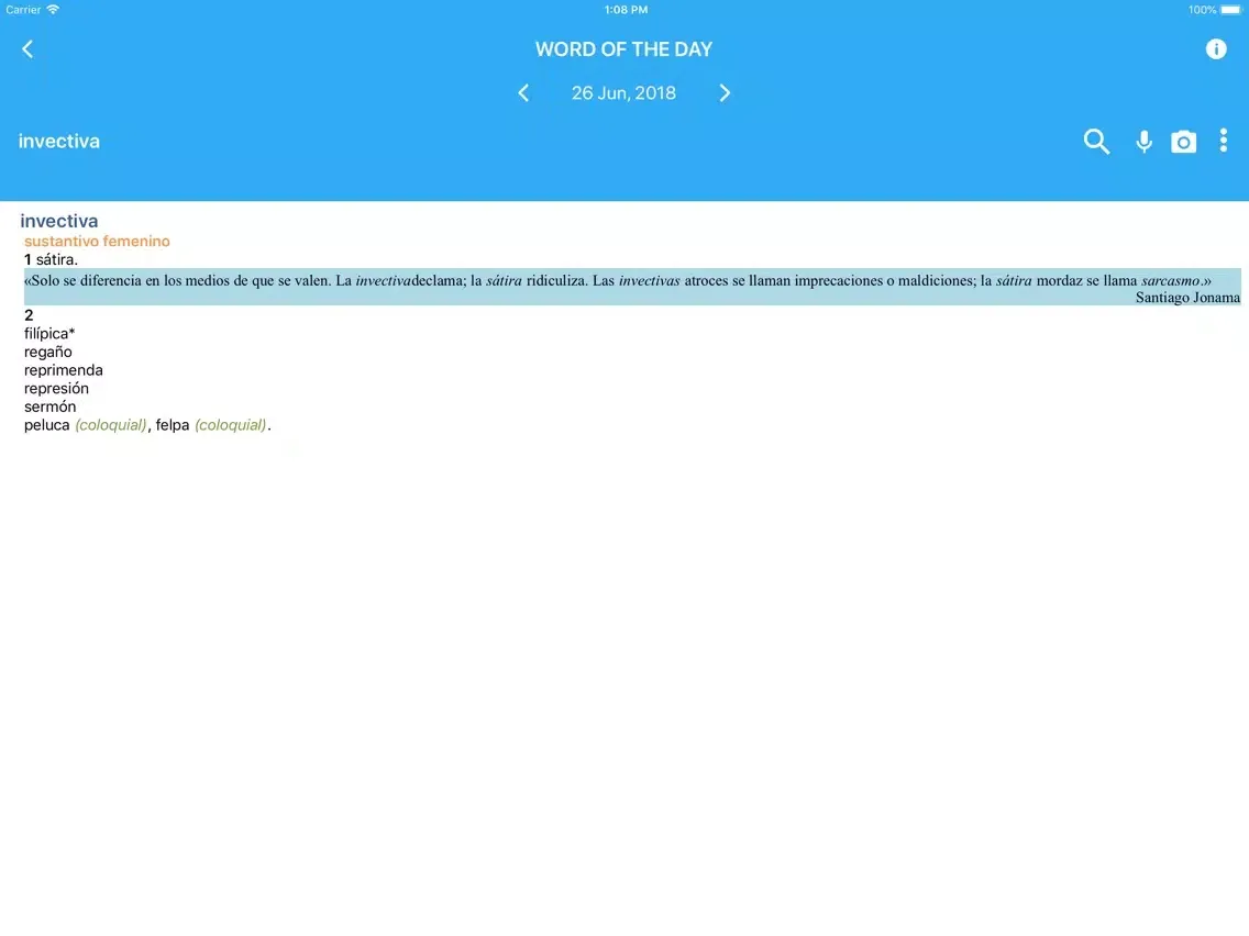Zrzuty ekranu VOX Spanish Language Thesaurus iPad 