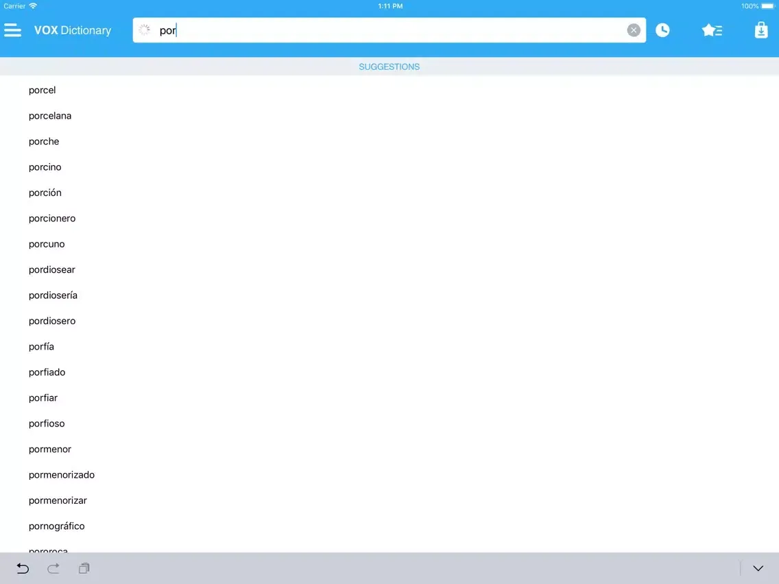 Zrzuty ekranu VOX Spanish Language Thesaurus iPad 