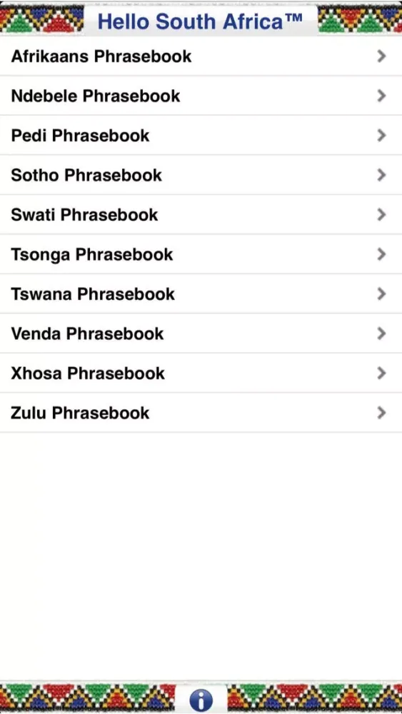 Hello South Africa Phrasebook Screenshots