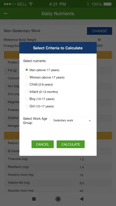 ภาพหน้าจอของ Nutrition Facts and Diet Plans