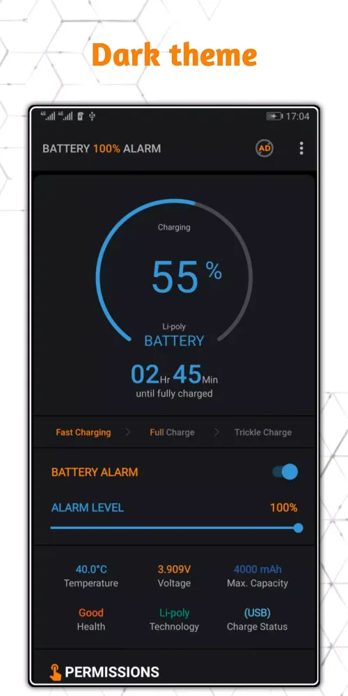 Battery 100% Alarm Screenshots