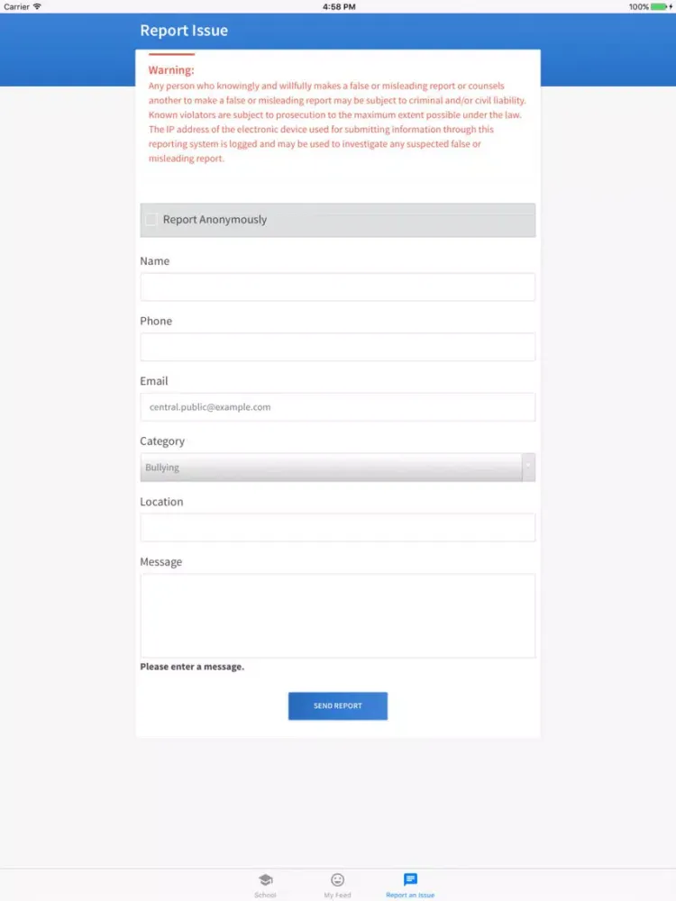 Zrzuty ekranu Smithfield School App iPad 