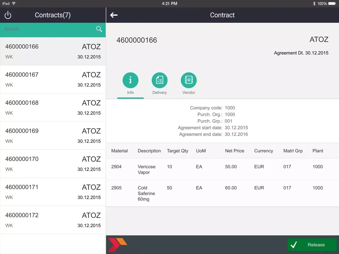 ภาพหน้าจอของ Contract Approval iPad 