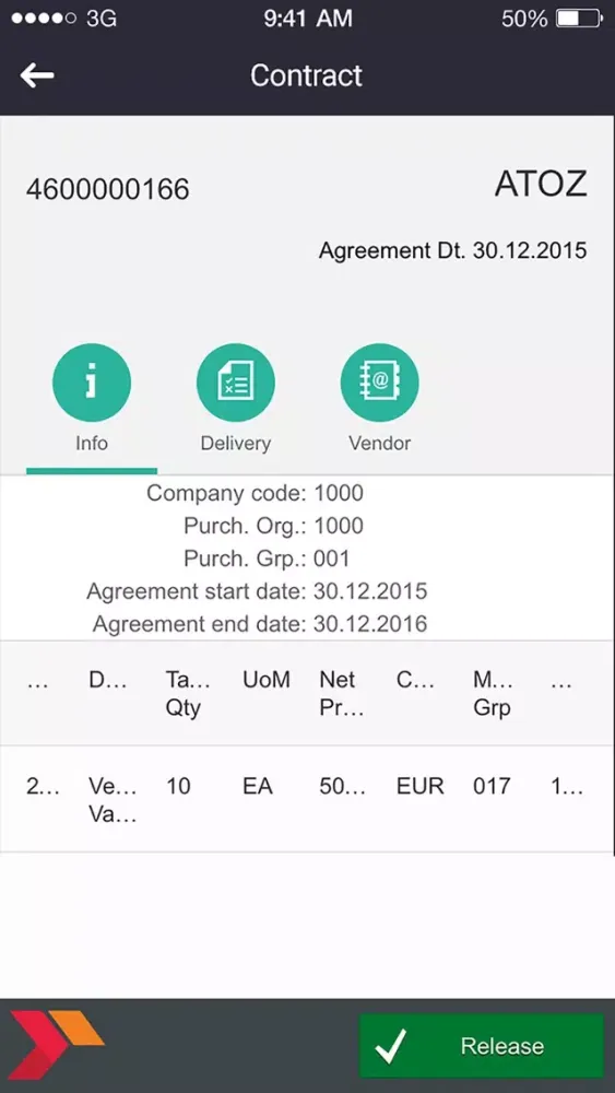 ภาพหน้าจอของ Contract Approval