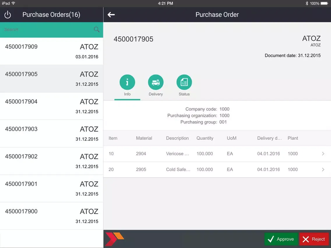 Purchase Order Approvals iPad  स्क्रीनशॉट