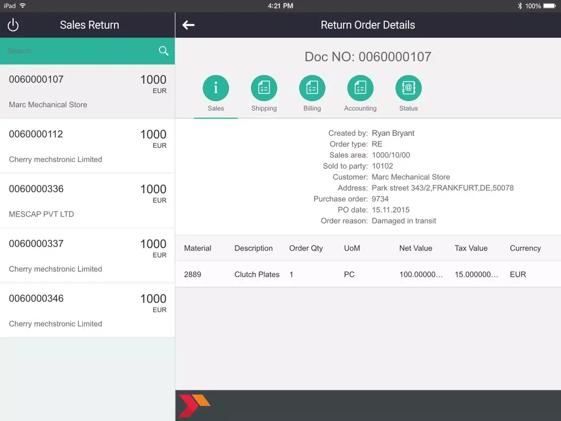 Sales Return Analaysis iPad 应用截图