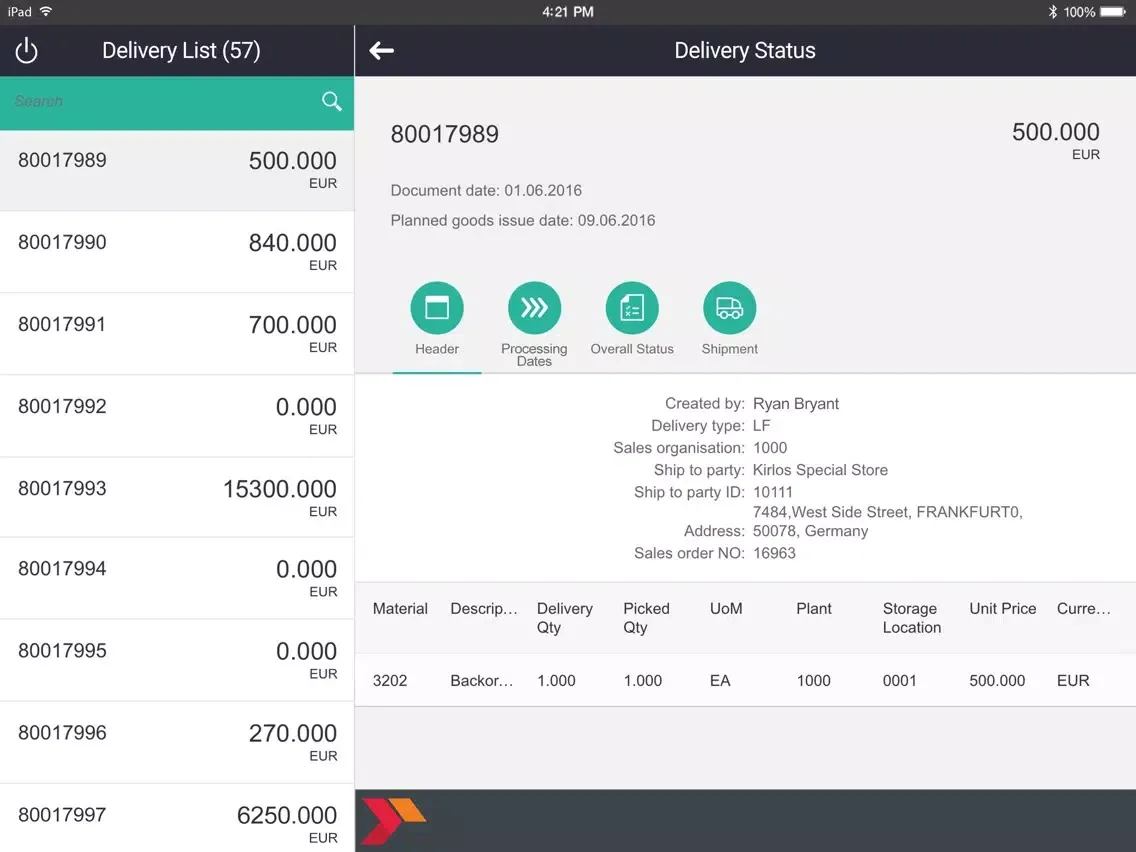Delivery Status iPad 应用截图