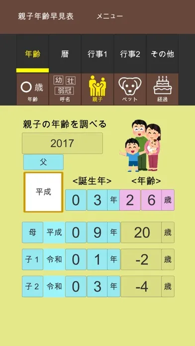 年齢早見表／生活に役立つ計算アプリ应用截图