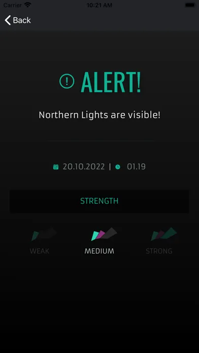 Tangkapan skrin Northern Lights Alert