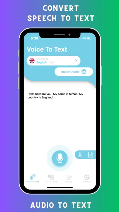 Tangkapan skrin Voice notebook speech to text