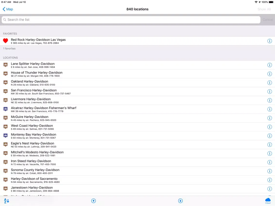 H-D Dealer Locations iPad  Screenshots