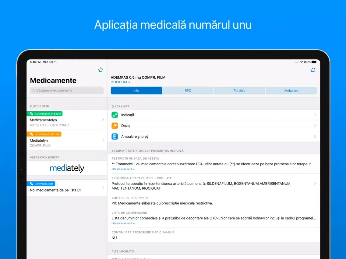 Lista medicamentelor Mediately iPad  سکرین شاٹس