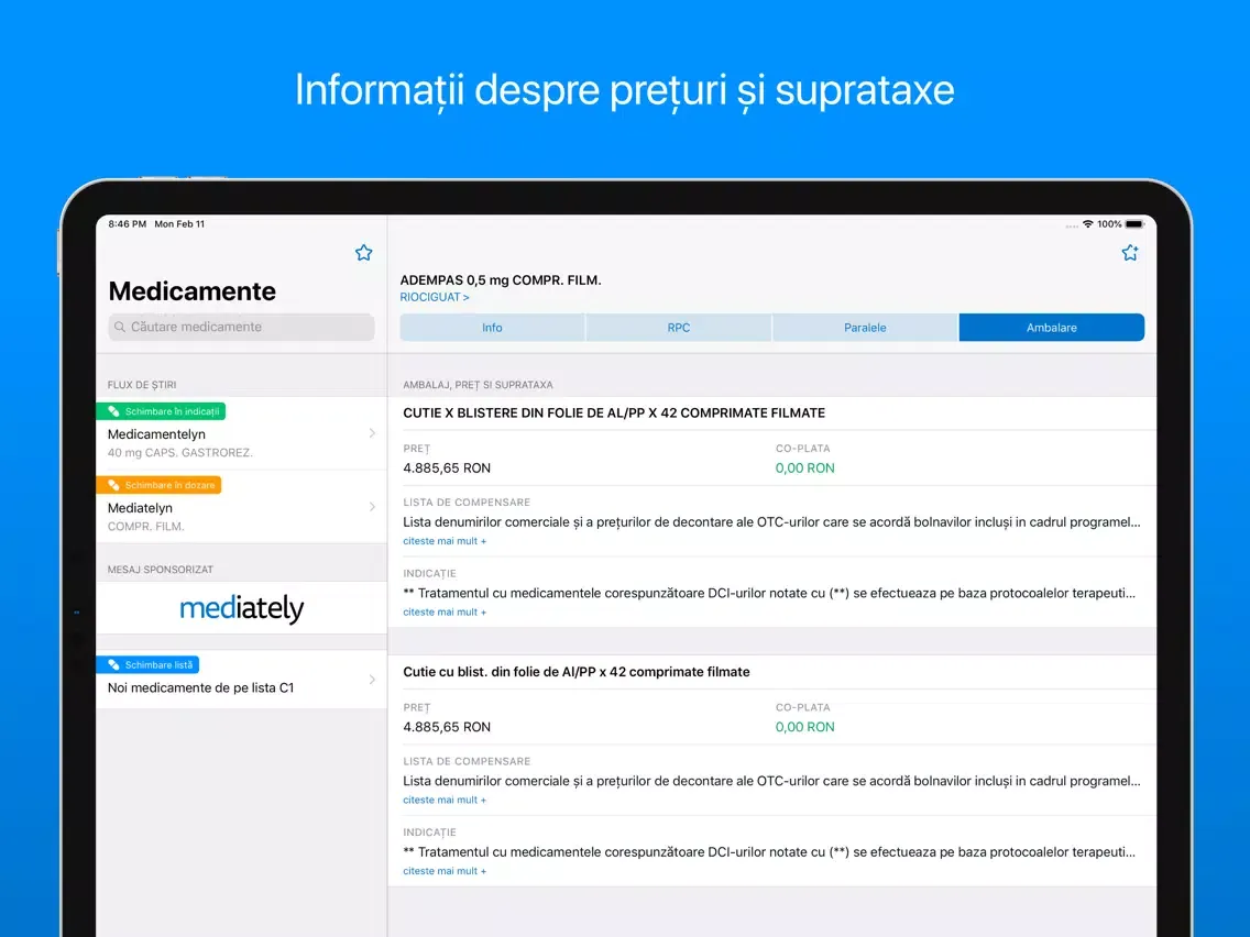 Lista medicamentelor Mediately iPad  سکرین شاٹس