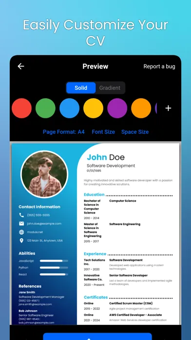 Capturas de tela do Resume Builder | CV Maker App