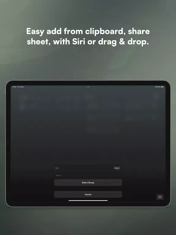 Tangkapan layar Diele - URL Manager iPad 