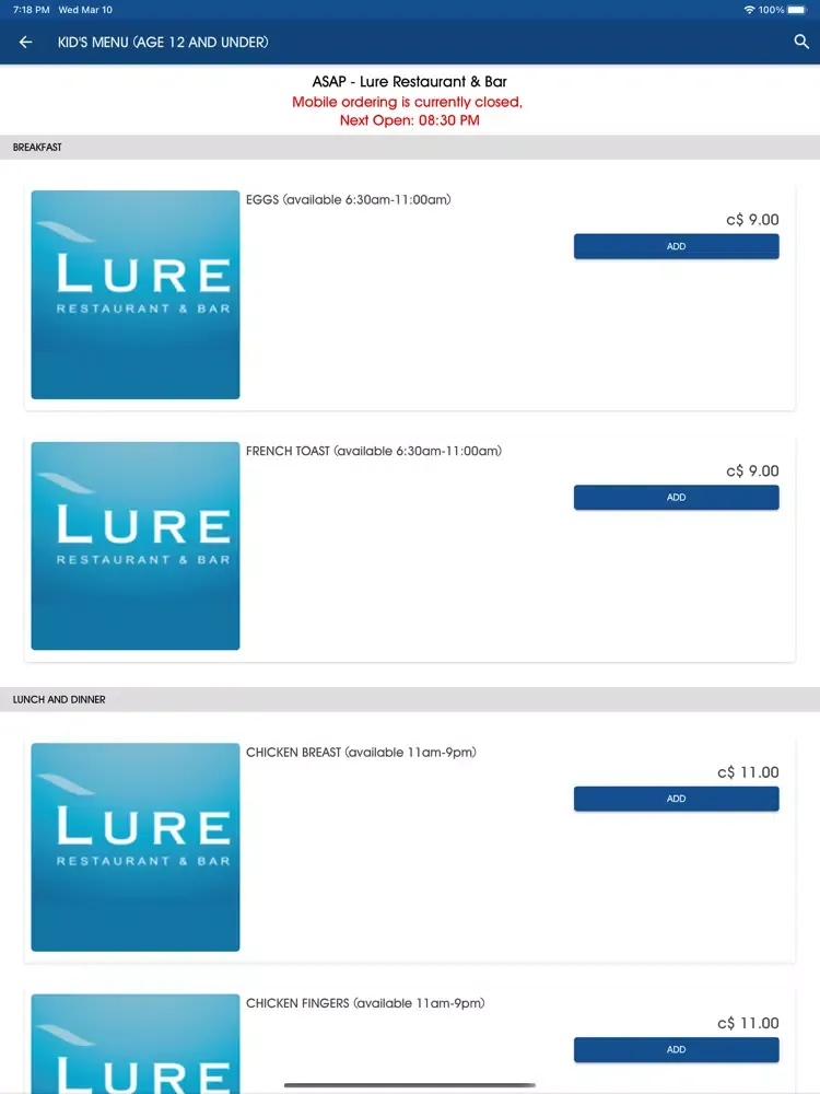 Lure Restaurant and Bar iPad  Screenshots