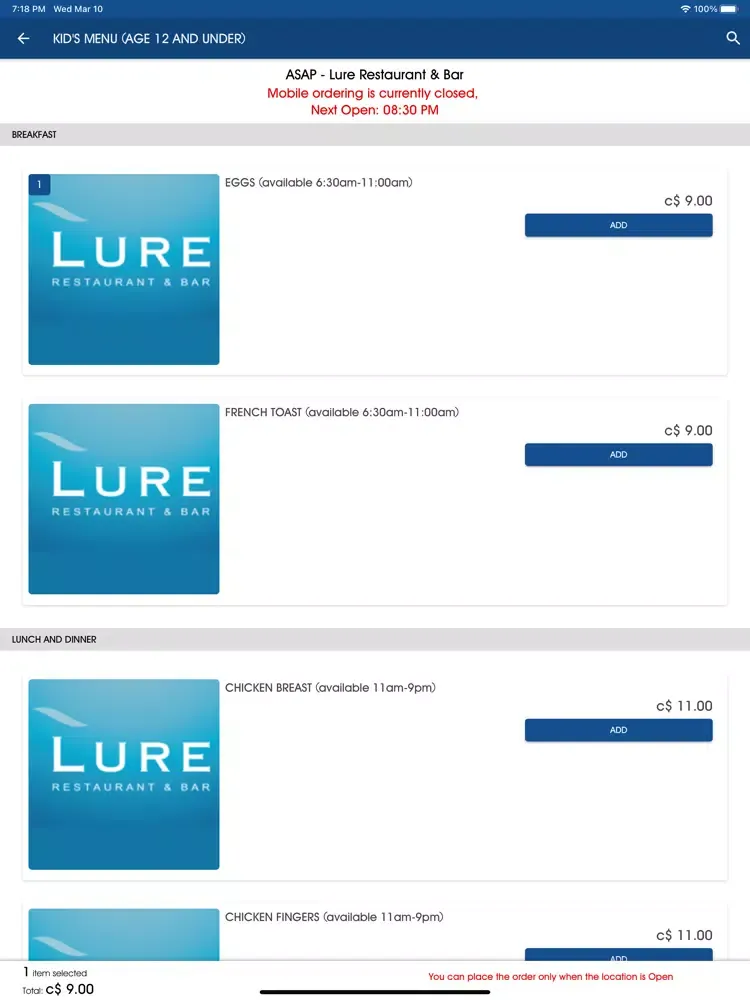 Lure Restaurant and Bar iPad  Screenshots