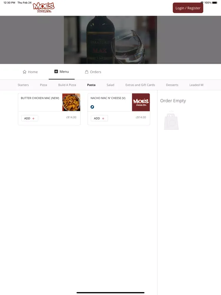 Tangkapan skrin MOES PIZZA iPad 