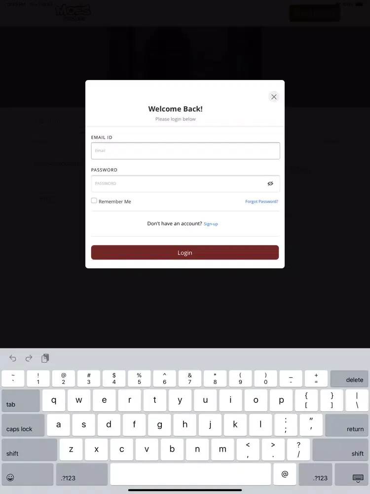 Tangkapan skrin MOES PIZZA iPad 