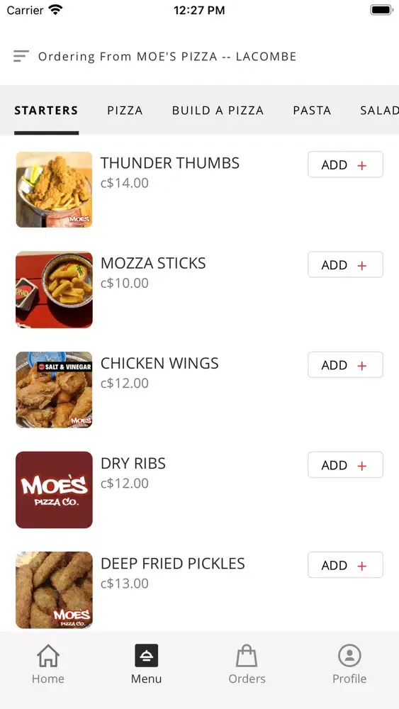 Tangkapan skrin MOES PIZZA